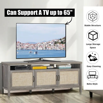 Universal TV Stand Entertainment Media Center for TV’s up to 65 Inch-Gray - Gray - Entertainment Centers & TV Stands