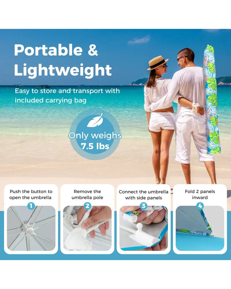 UPF50+ Sun Protection Beach Umbrella Tent with Portable Carrying Bag-Blue - Blue - Tents