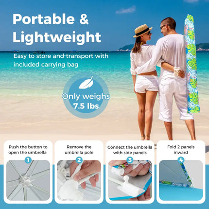 UPF50+ Sun Protection Beach Umbrella Tent with Portable Carrying Bag-Blue - Blue - Tents