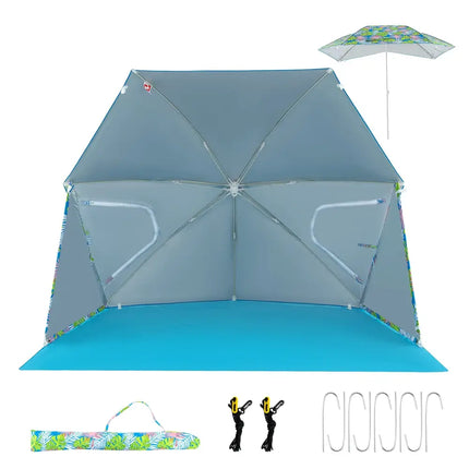 UPF50+ Sun Protection Beach Umbrella Tent with Portable Carrying Bag-Blue - Blue - Tents