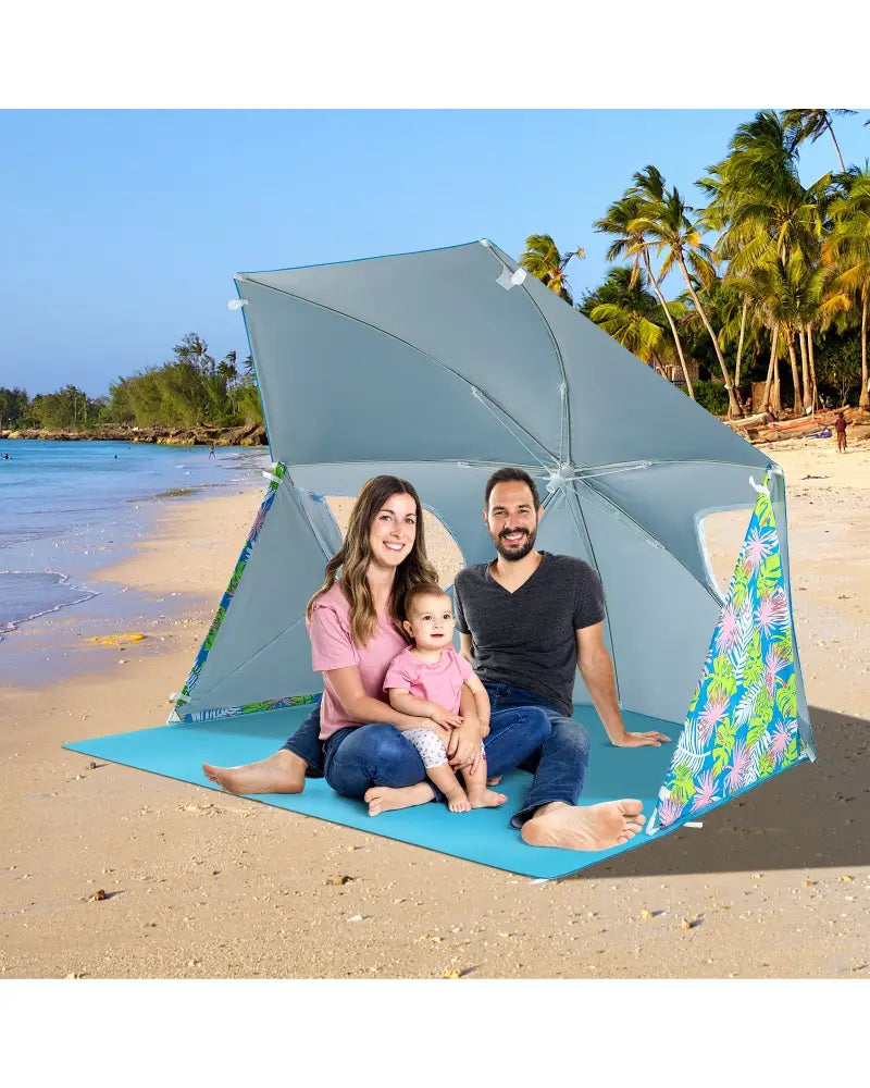 UPF50+ Sun Protection Beach Umbrella Tent with Portable Carrying Bag-Blue - Blue - Tents