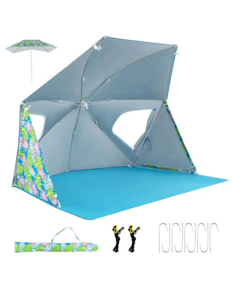 UPF50+ Sun Protection Beach Umbrella Tent with Portable Carrying Bag-Blue - Blue - Tents