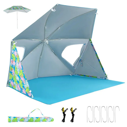UPF50+ Sun Protection Beach Umbrella Tent with Portable Carrying Bag-Blue - Blue - Tents