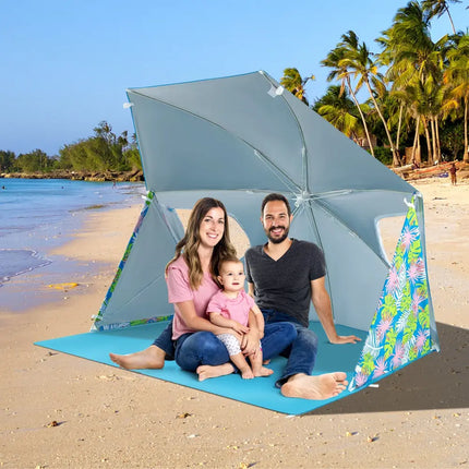UPF50+ Sun Protection Beach Umbrella Tent with Portable Carrying Bag-Blue - Blue - Tents