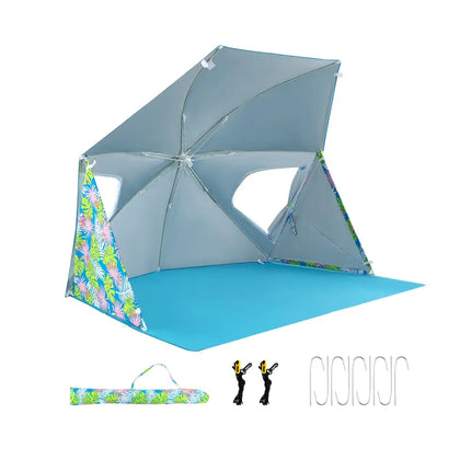 UPF50+ Sun Protection Beach Umbrella Tent with Portable Carrying Bag-Blue - Blue - Tents
