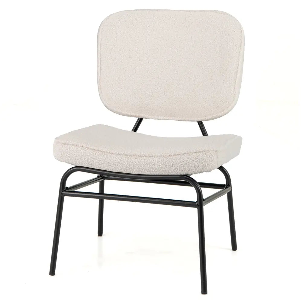 Upholstered Accent Chair Sherpa Reading Chair with Sponge Padding-Beige - Beige - Accent Chairs