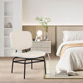 Upholstered Accent Chair Sherpa Reading Chair with Sponge Padding-Beige - Beige - Accent Chairs