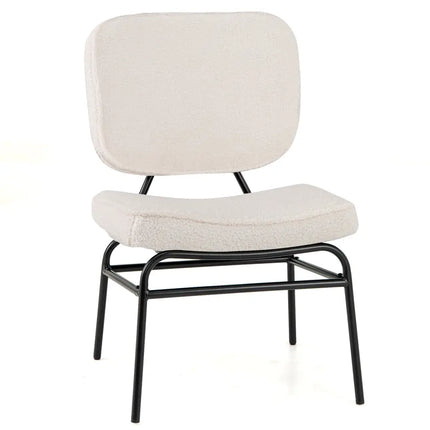 Upholstered Accent Chair Sherpa Reading Chair with Sponge Padding-Beige - Beige - Accent Chairs