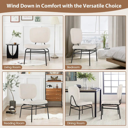 Upholstered Accent Chair Sherpa Reading Chair with Sponge Padding-Beige - Beige - Accent Chairs