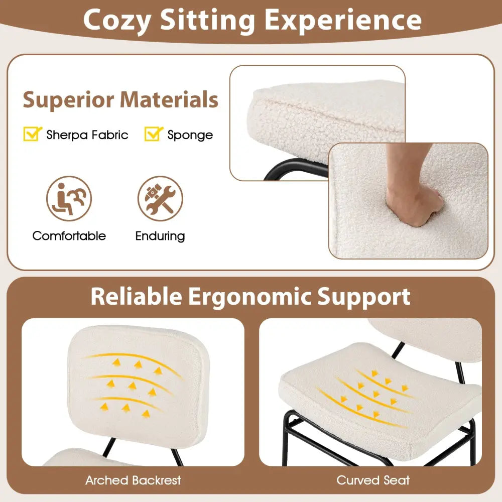 Upholstered Accent Chair Sherpa Reading Chair with Sponge Padding-Beige - Beige - Accent Chairs