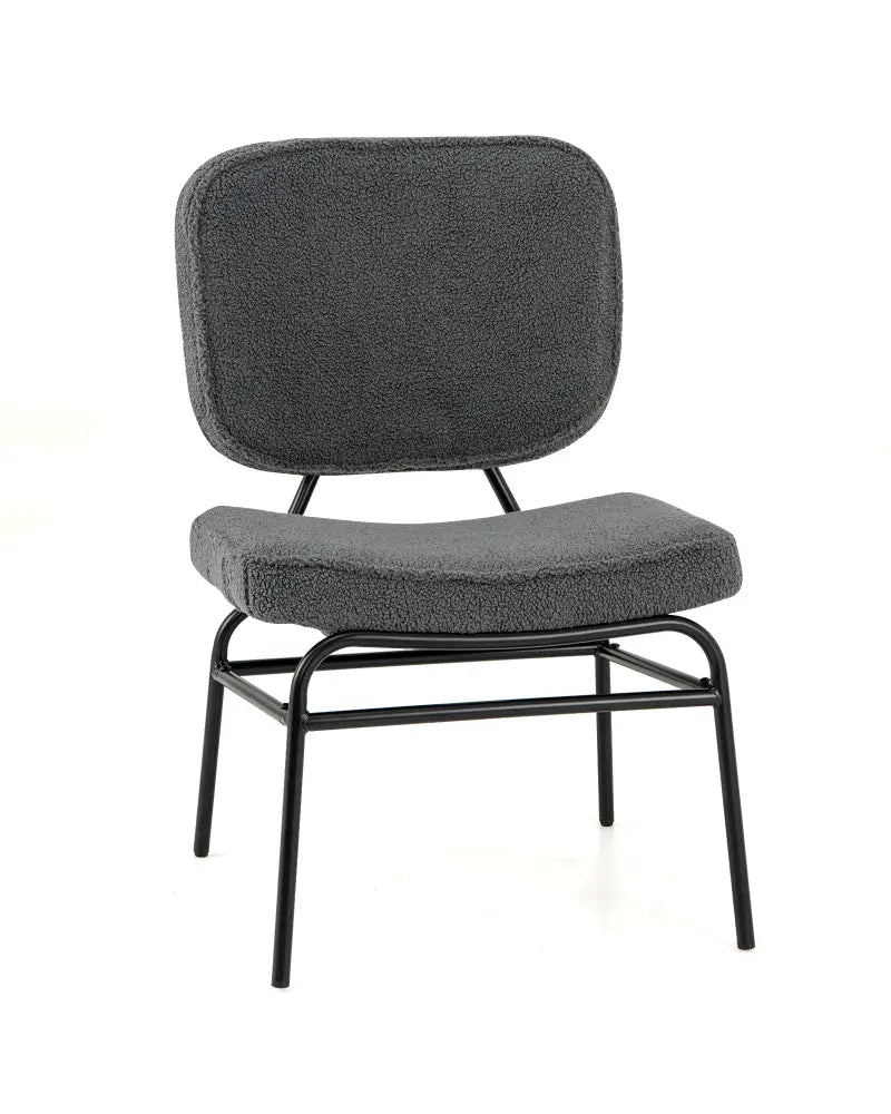Upholstered Accent Chair Sherpa Reading Chair with Sponge Padding-Gray - Gray - Accent Chairs