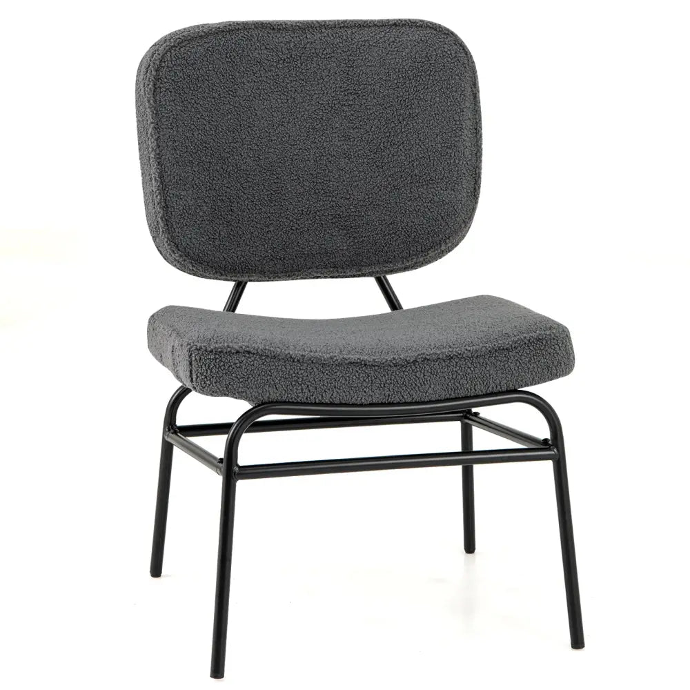 Upholstered Accent Chair Sherpa Reading Chair with Sponge Padding-Gray - Gray - Accent Chairs