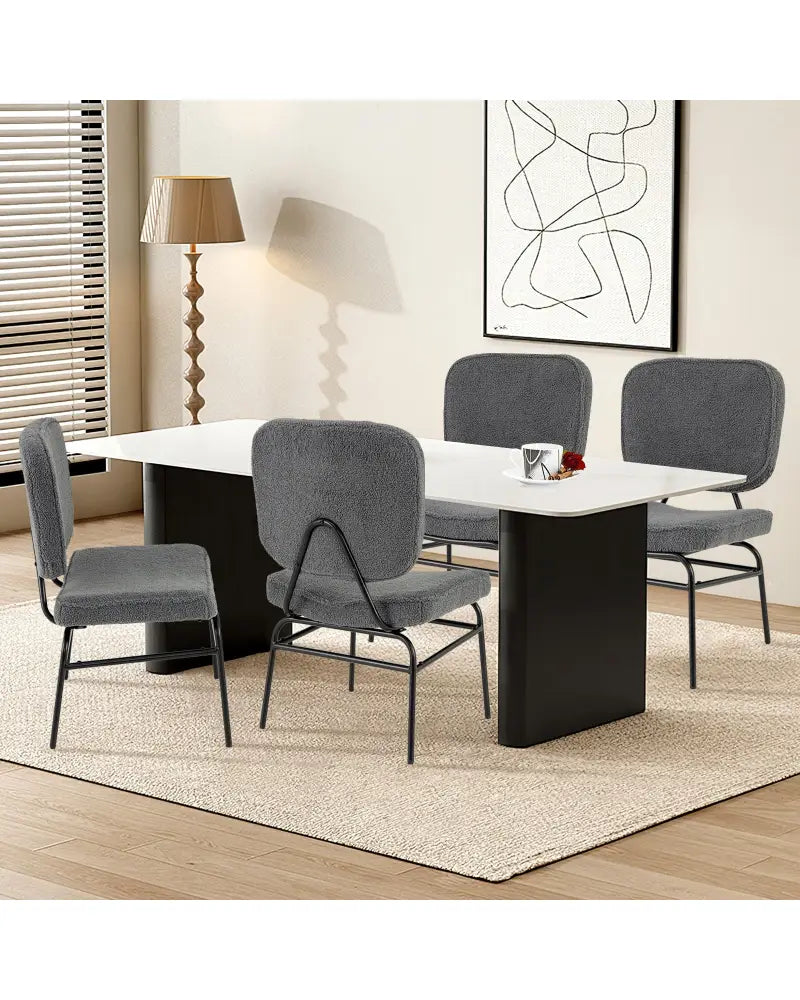 Upholstered Accent Chair Sherpa Reading Chair with Sponge Padding-Gray - Gray - Accent Chairs