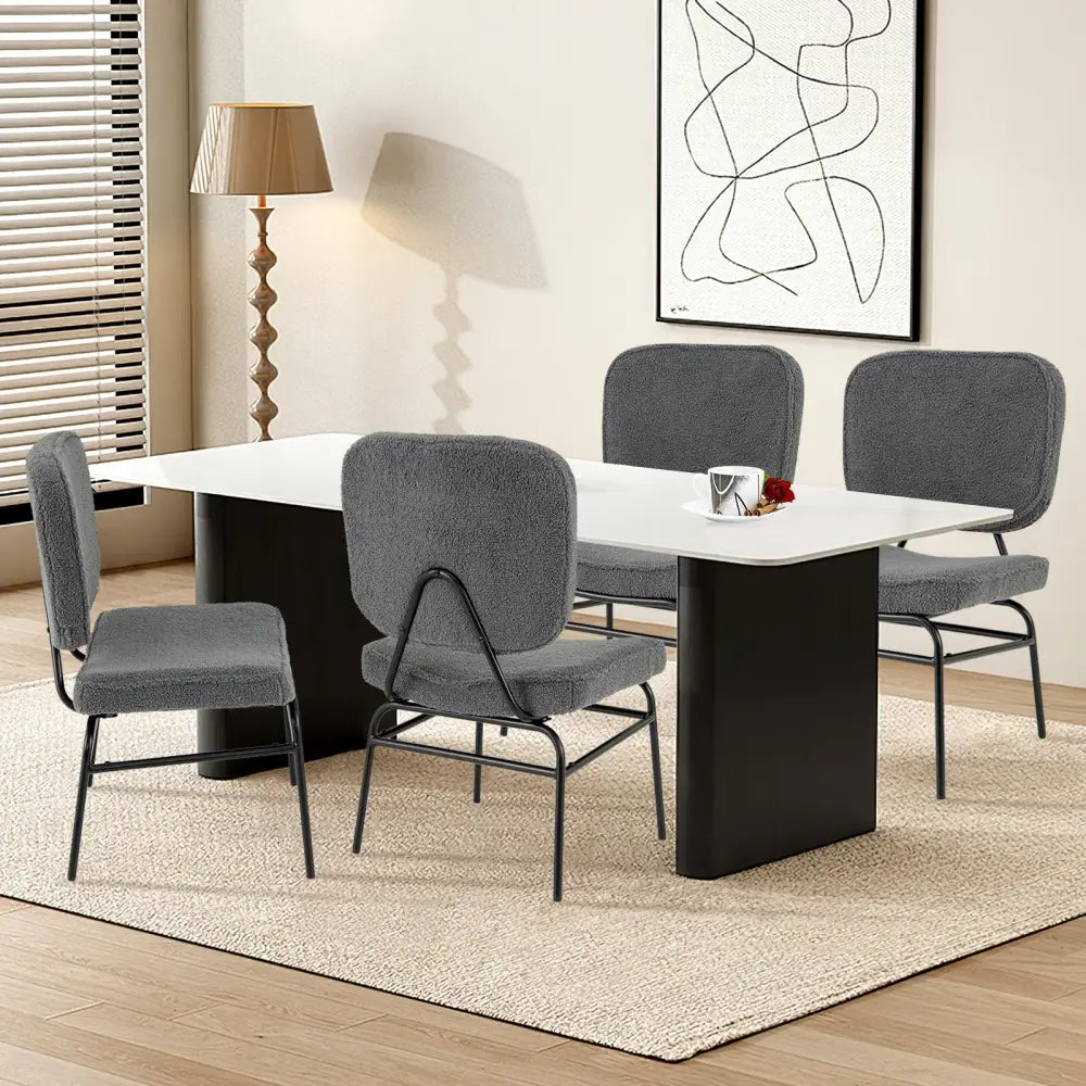 Upholstered Accent Chair Sherpa Reading Chair with Sponge Padding-Gray - Gray - Accent Chairs