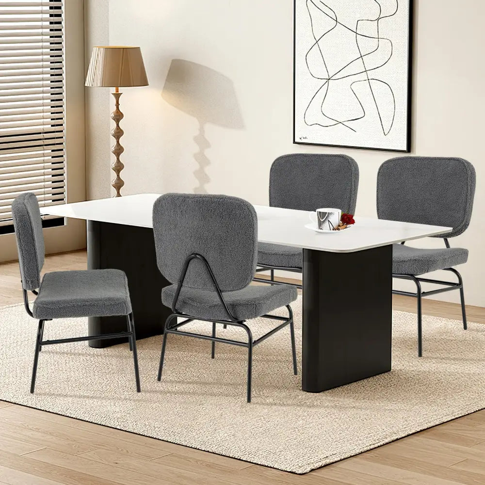 Upholstered Accent Chair Sherpa Reading Chair with Sponge Padding-Gray - Gray - Accent Chairs
