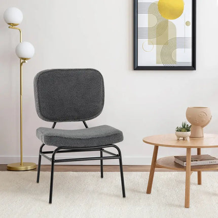 Upholstered Accent Chair Sherpa Reading Chair with Sponge Padding-Gray - Gray - Accent Chairs