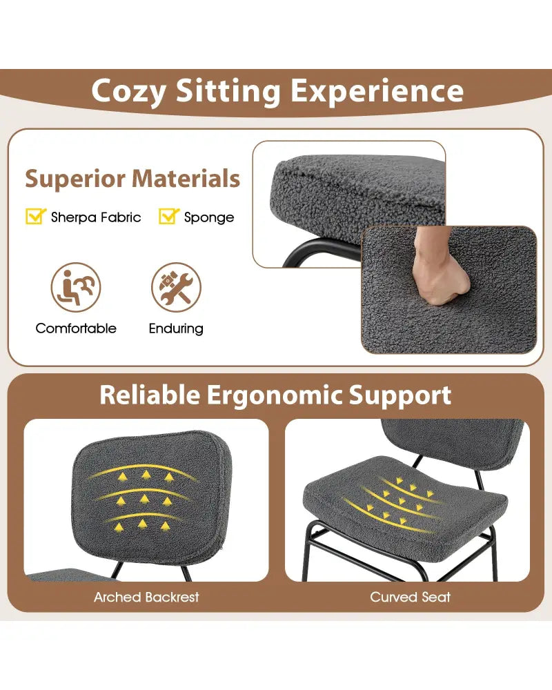 Upholstered Accent Chair Sherpa Reading Chair with Sponge Padding-Gray - Gray - Accent Chairs
