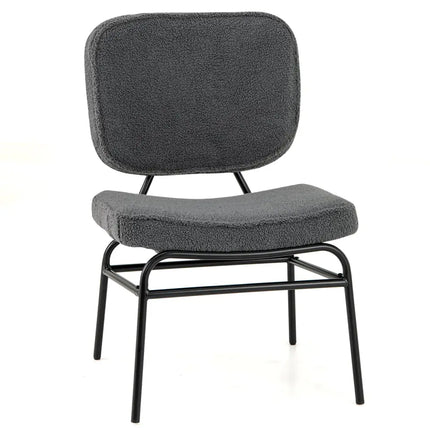 Upholstered Accent Chair Sherpa Reading Chair with Sponge Padding-Gray - Gray - Accent Chairs