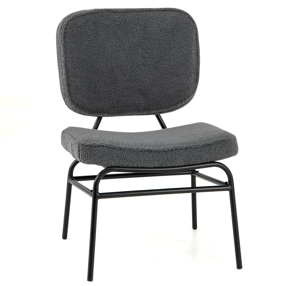 Upholstered Accent Chair Sherpa Reading Chair with Sponge Padding-Gray - Gray - Accent Chairs