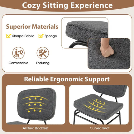 Upholstered Accent Chair Sherpa Reading Chair with Sponge Padding-Gray - Gray - Accent Chairs