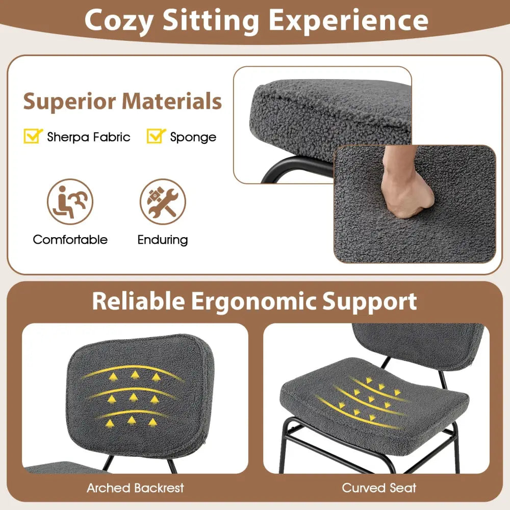 Upholstered Accent Chair Sherpa Reading Chair with Sponge Padding-Gray - Gray - Accent Chairs