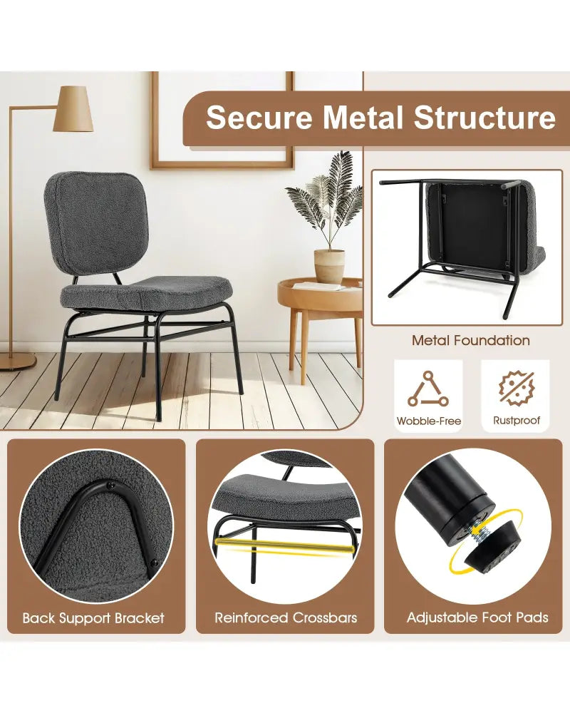 Upholstered Accent Chair Sherpa Reading Chair with Sponge Padding-Gray - Gray - Accent Chairs