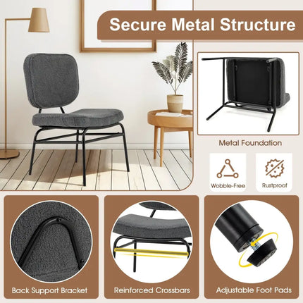 Upholstered Accent Chair Sherpa Reading Chair with Sponge Padding-Gray - Gray - Accent Chairs