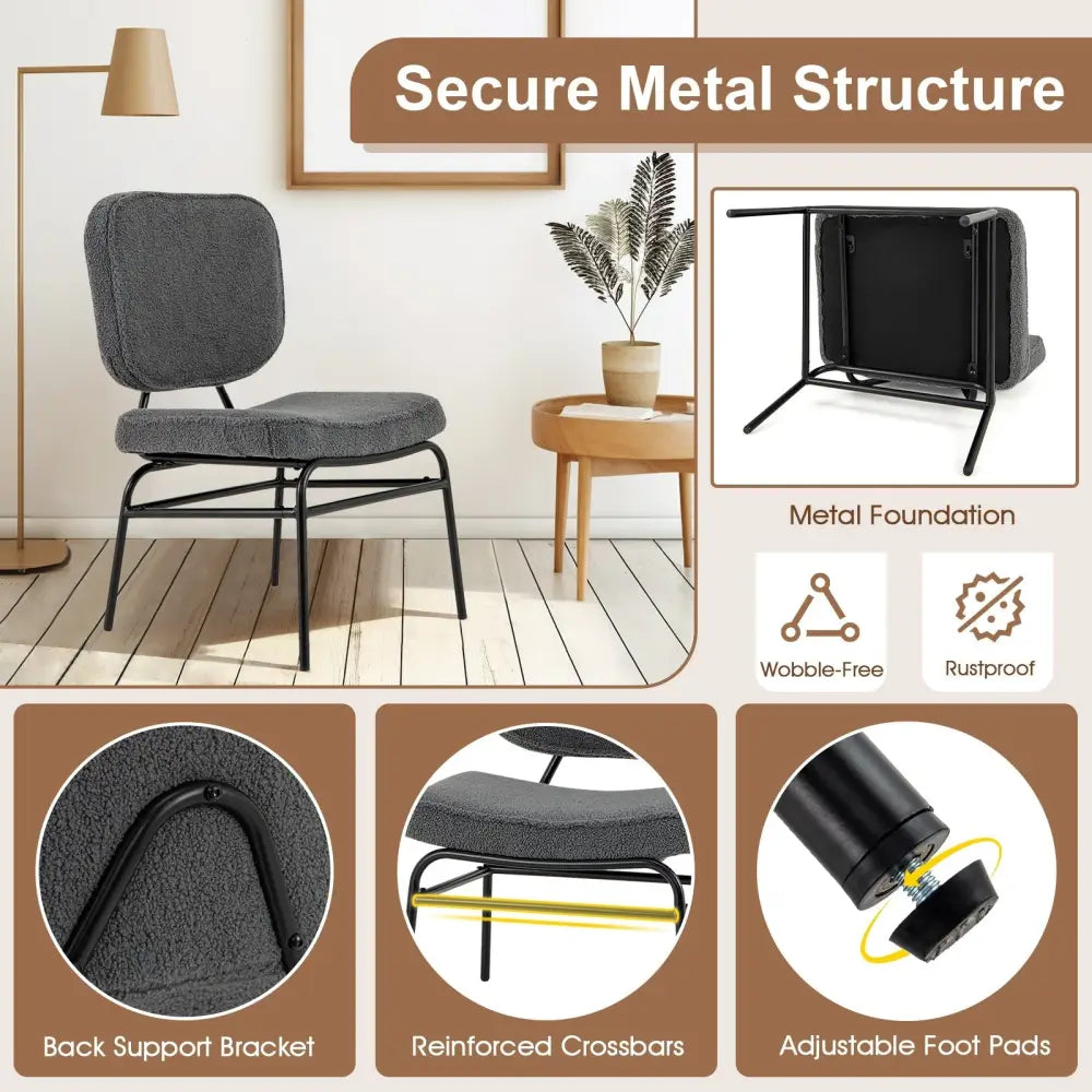 Upholstered Accent Chair Sherpa Reading Chair with Sponge Padding-Gray - Gray - Accent Chairs