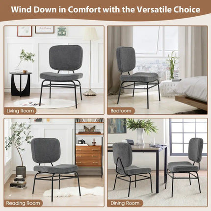 Upholstered Accent Chair Sherpa Reading Chair with Sponge Padding-Gray - Gray - Accent Chairs