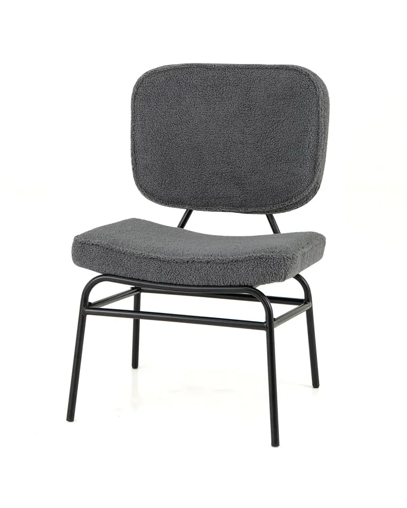 Upholstered Accent Chair Sherpa Reading Chair with Sponge Padding-Gray - Gray - Accent Chairs