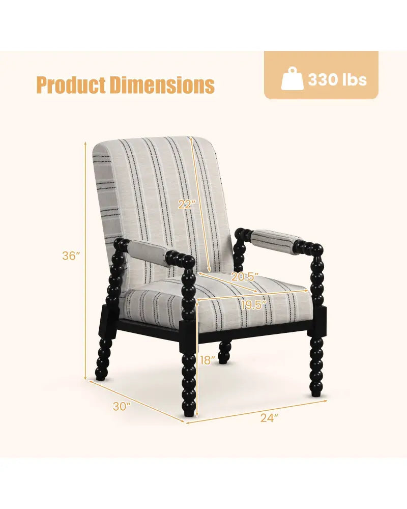 Upholstered Accent Chair with Rubber Wood Frame for Living Room-Beige - Beige - Accent Chairs