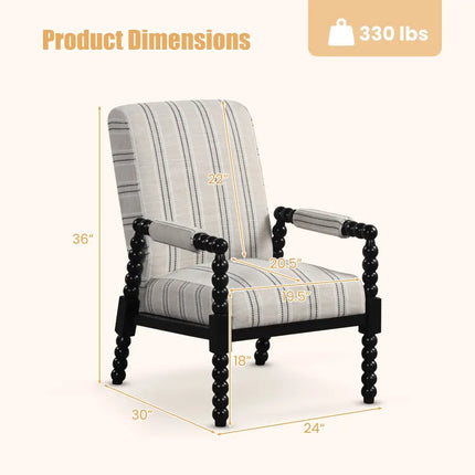 Upholstered Accent Chair with Rubber Wood Frame for Living Room-Beige - Beige - Accent Chairs