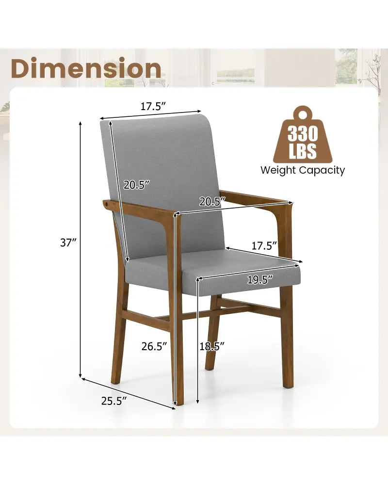 Upholstered Accent Chairs Set of 2 with High Back and Solid Wooden Frame-Gray - Gray - Accent Chairs