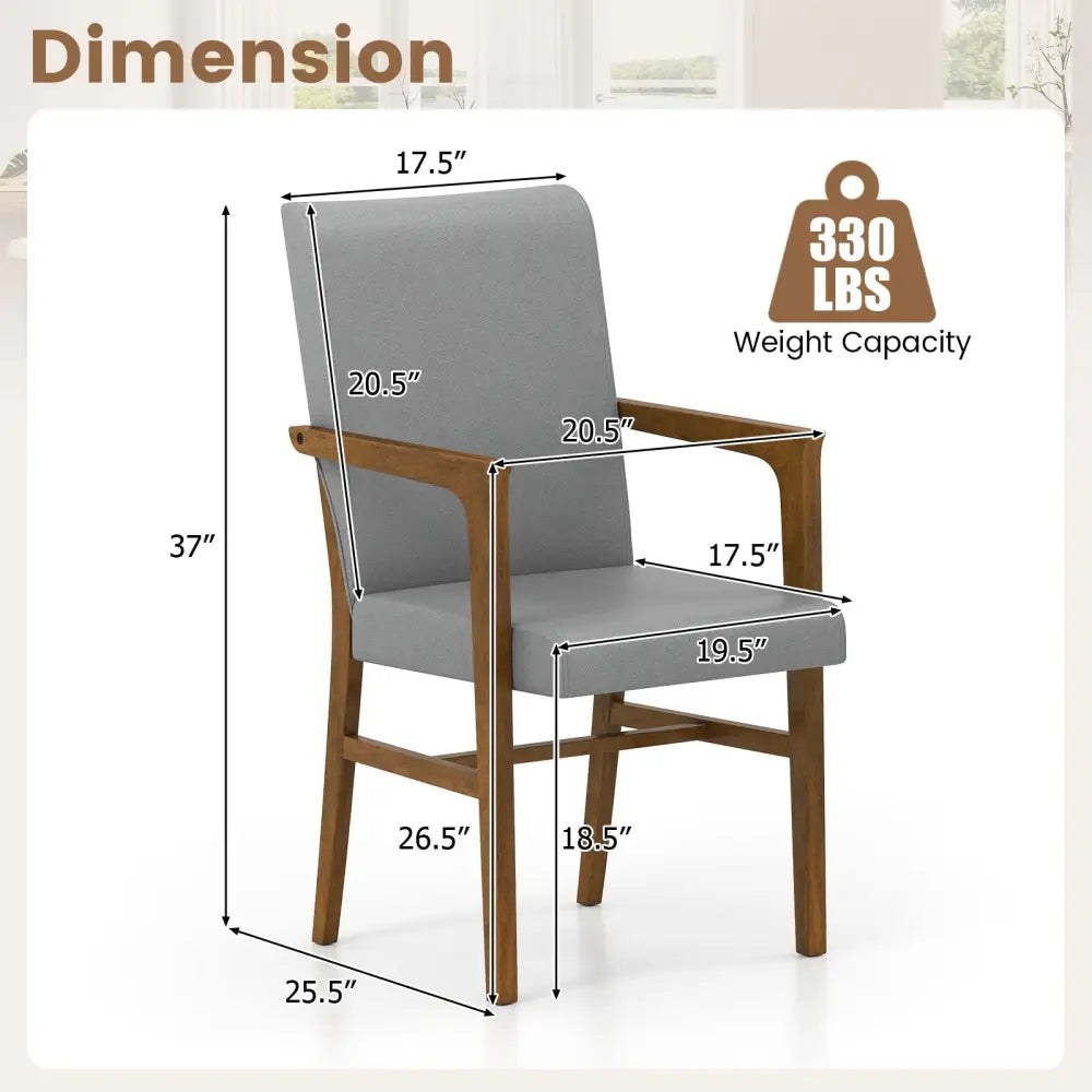 Upholstered Accent Chairs Set of 2 with High Back and Solid Wooden Frame-Gray - Gray - Accent Chairs