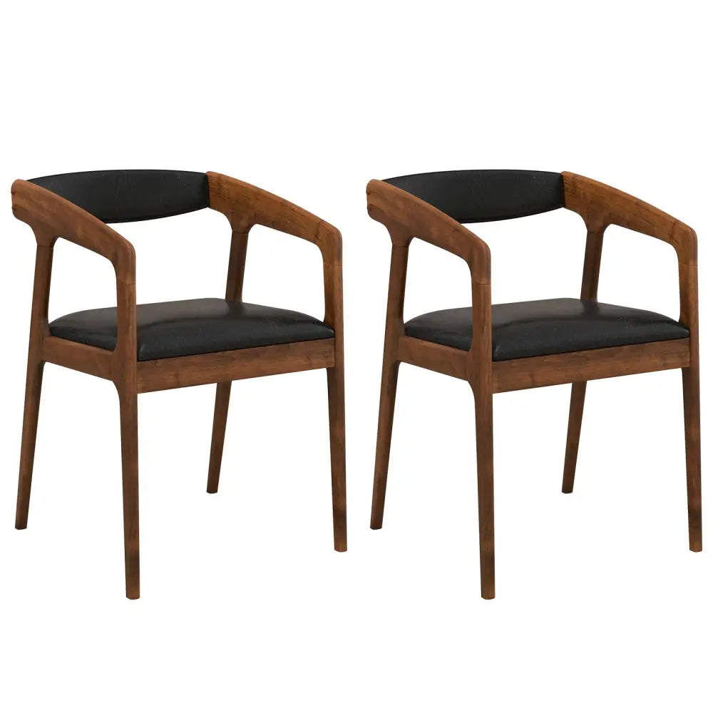 Upholstered Armchairs Set of 2 with Cozy Backrest and Padded Seat Cushion-Brown - Brown - Dining Chairs