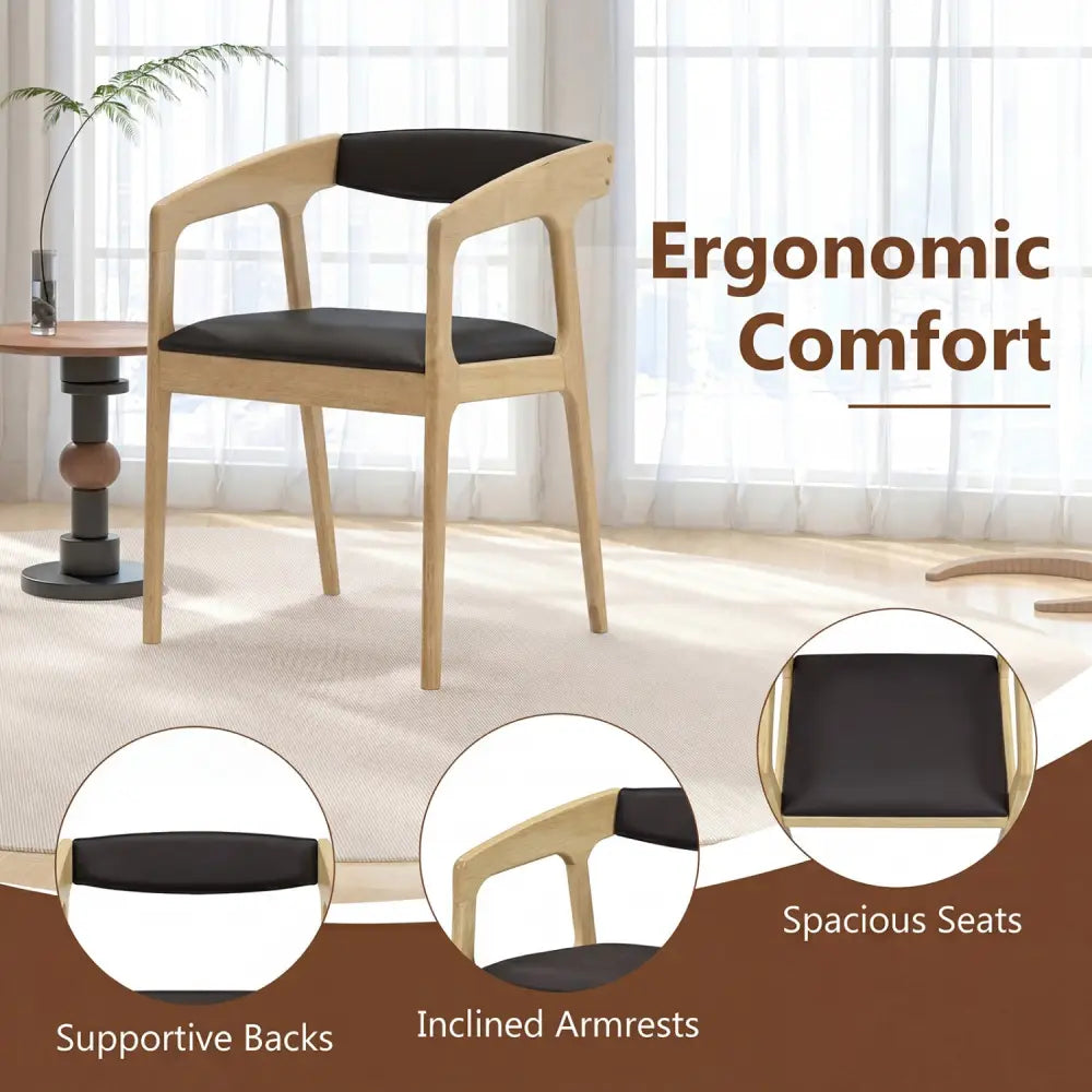 Upholstered Armchairs Set of 2 with Cozy Backrest and Padded Seat Cushion-Natural - Natural - Dining Chairs