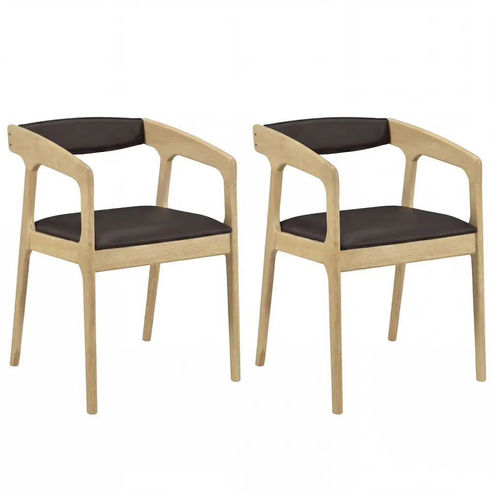 Upholstered Armchairs Set of 2 with Cozy Backrest and Padded Seat Cushion-Natural - Natural - Dining Chairs