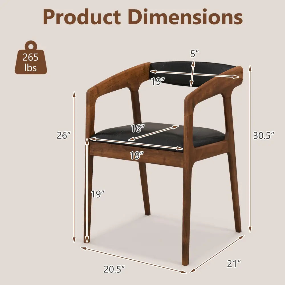 Upholstered Armchairs Set of 2 with Cozy Backrest and Padded Seat Cushion-Brown - Brown - Dining Chairs
