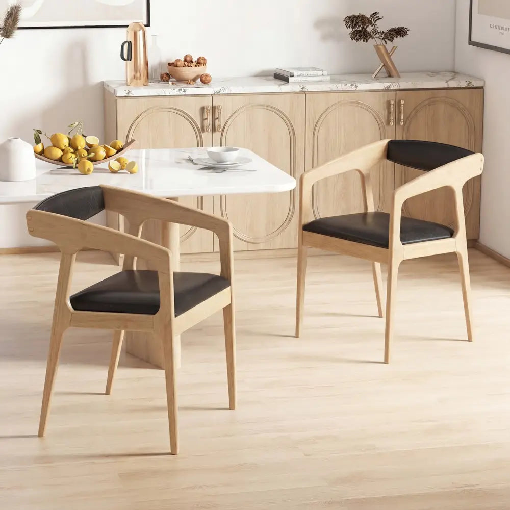 Upholstered Armchairs Set of 2 with Cozy Backrest and Padded Seat Cushion-Natural - Natural - Dining Chairs