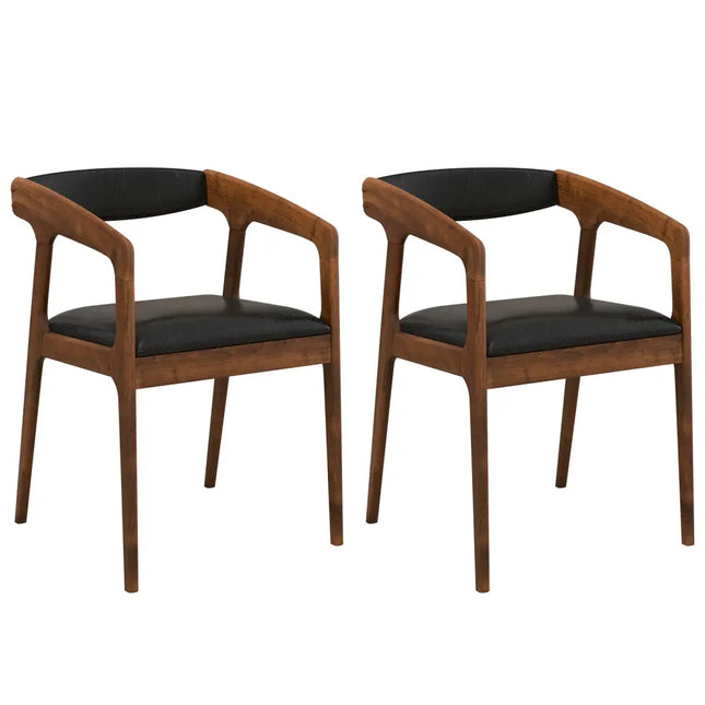 Upholstered Armchairs Set of 2 with Cozy Backrest and Padded Seat Cushion-Brown - Brown - Dining Chairs
