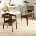 Upholstered Armchairs Set of 2 with Cozy Backrest and Padded Seat Cushion-Brown - Brown - Dining Chairs