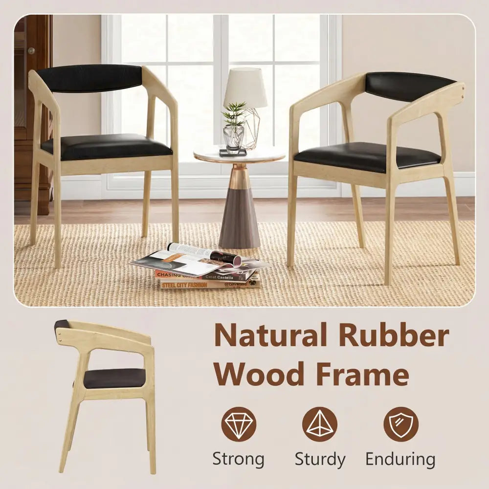 Upholstered Armchairs Set of 2 with Cozy Backrest and Padded Seat Cushion-Natural - Natural - Dining Chairs