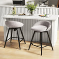 Upholstered Bar Stools Set of 2 with Footrest and Backrest-Gray - Gray - Bar Stools