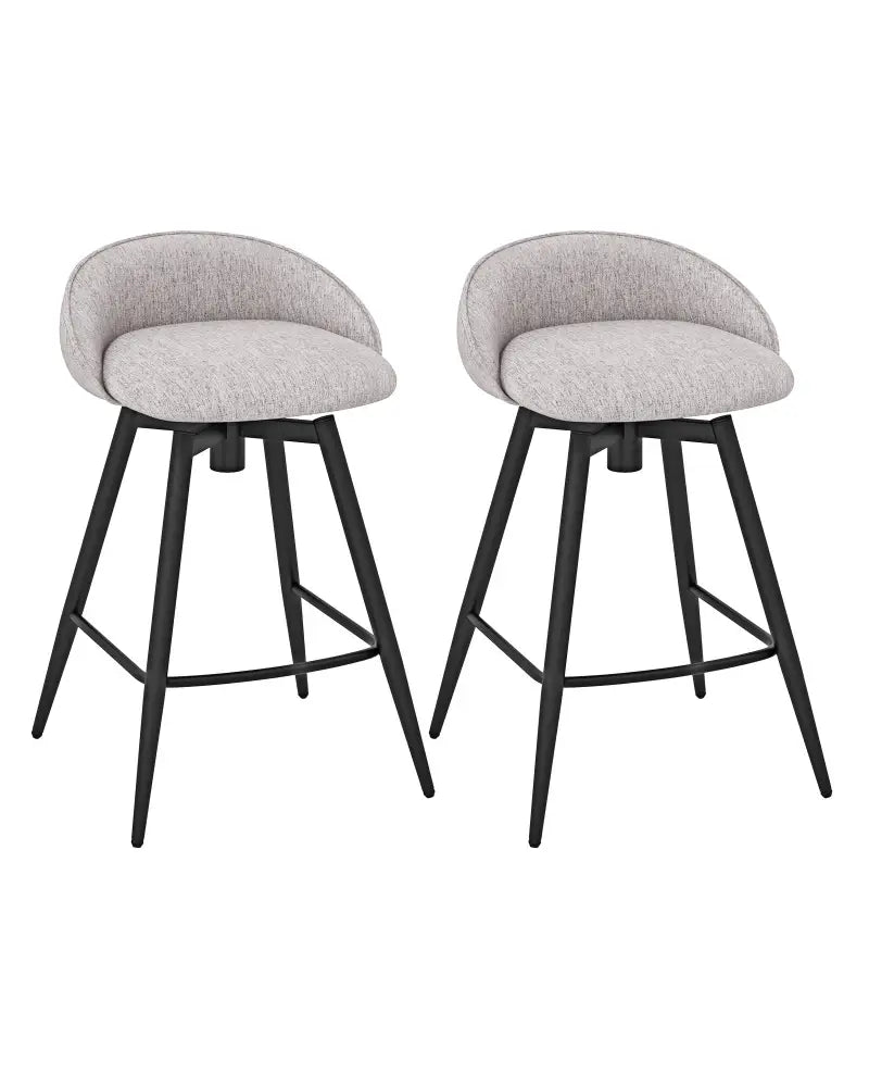 Upholstered Bar Stools Set of 2 with Footrest and Backrest-Gray - Gray - Bar Stools