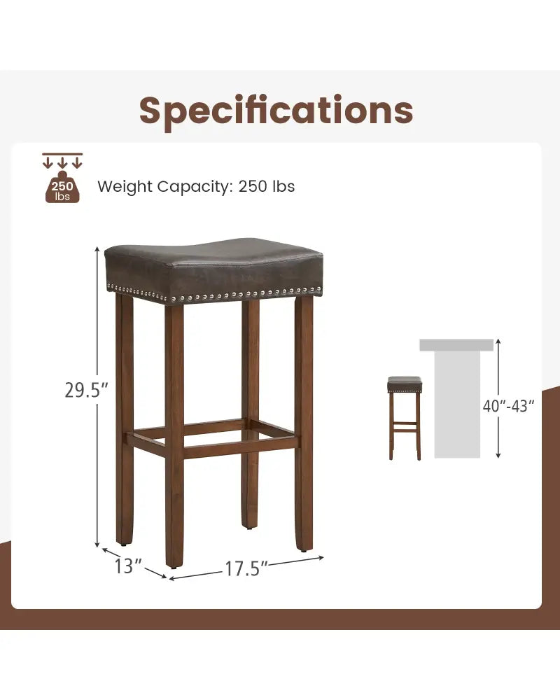 Upholstered Bar Stools Set of 2 with Footrests for Counter-Gray - Dark Gray - Bar Stools