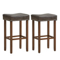 Upholstered Bar Stools Set of 2 with Footrests for Counter-Gray - Dark Gray - Bar Stools