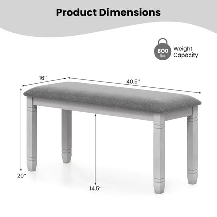 Upholstered Bedroom Bench with Padded Seat and Solid Wood Legs-Gray - Gray - Shoe Racks & Storage Benches