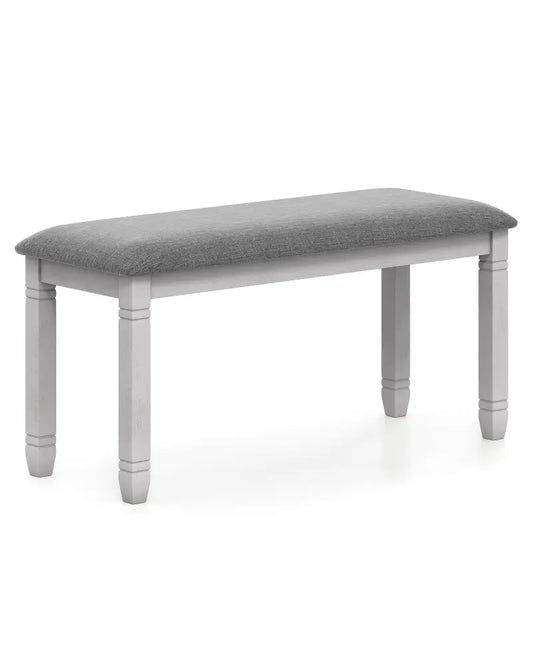 Upholstered Bedroom Bench with Padded Seat and Solid Wood Legs-Gray - Gray - Shoe Racks & Storage Benches