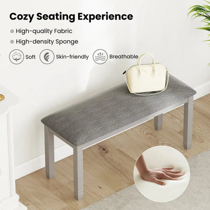 Upholstered Bedroom Bench with Padded Seat and Solid Wood Legs-Gray - Gray - Shoe Racks & Storage Benches