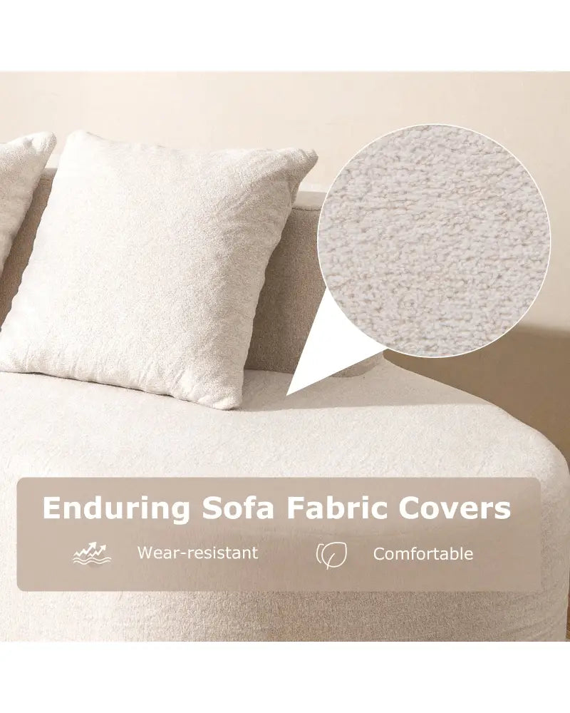 Upholstered Curved Sofa with 2 Cozy Pillows-Beige - Beige - Sofas & Loveseats